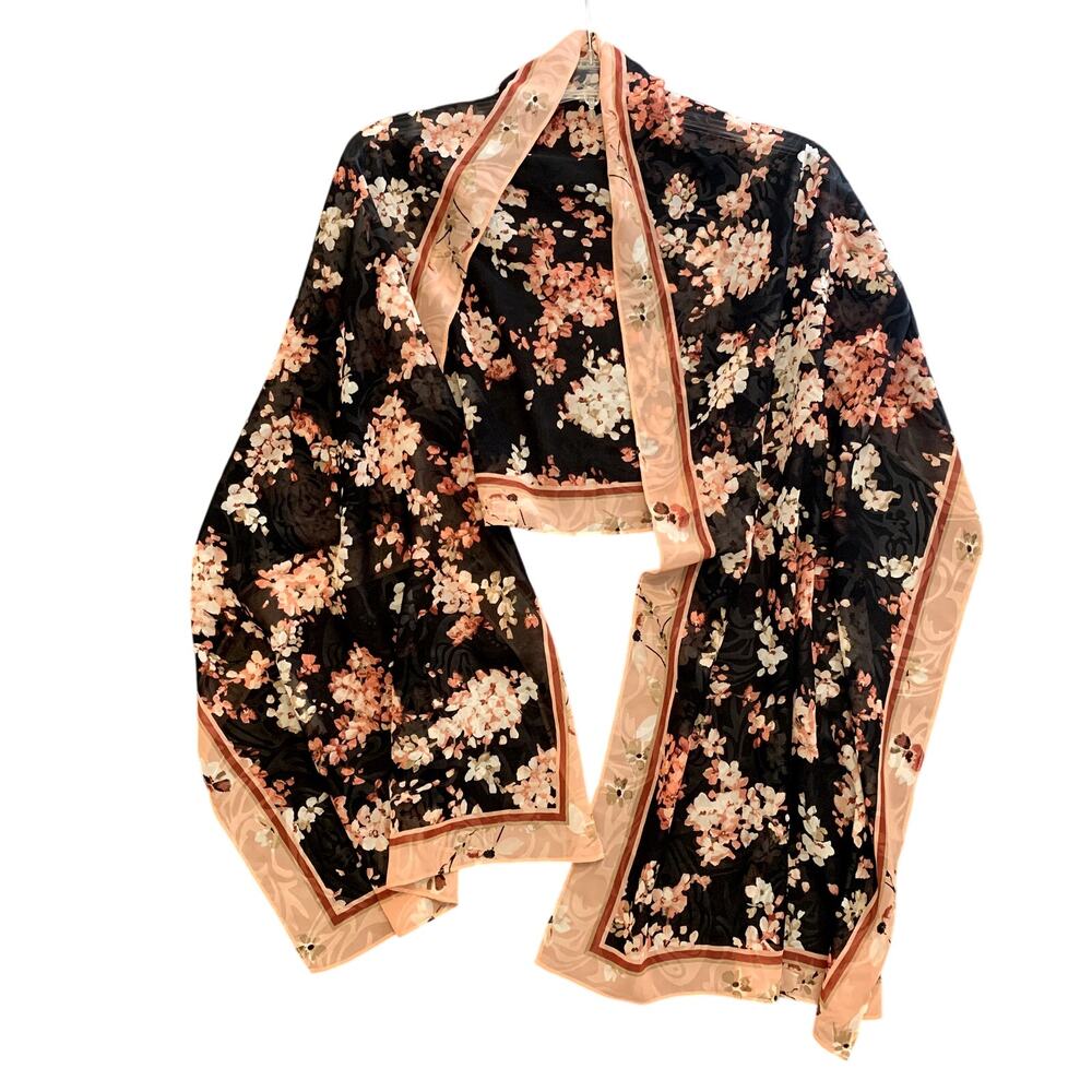 Floral Long White House Black Market Scarf